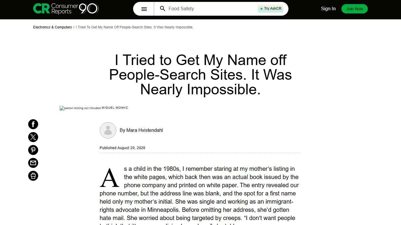 Getting Your Name off People-Search Sites Nearly Impossible - Consumer Reports