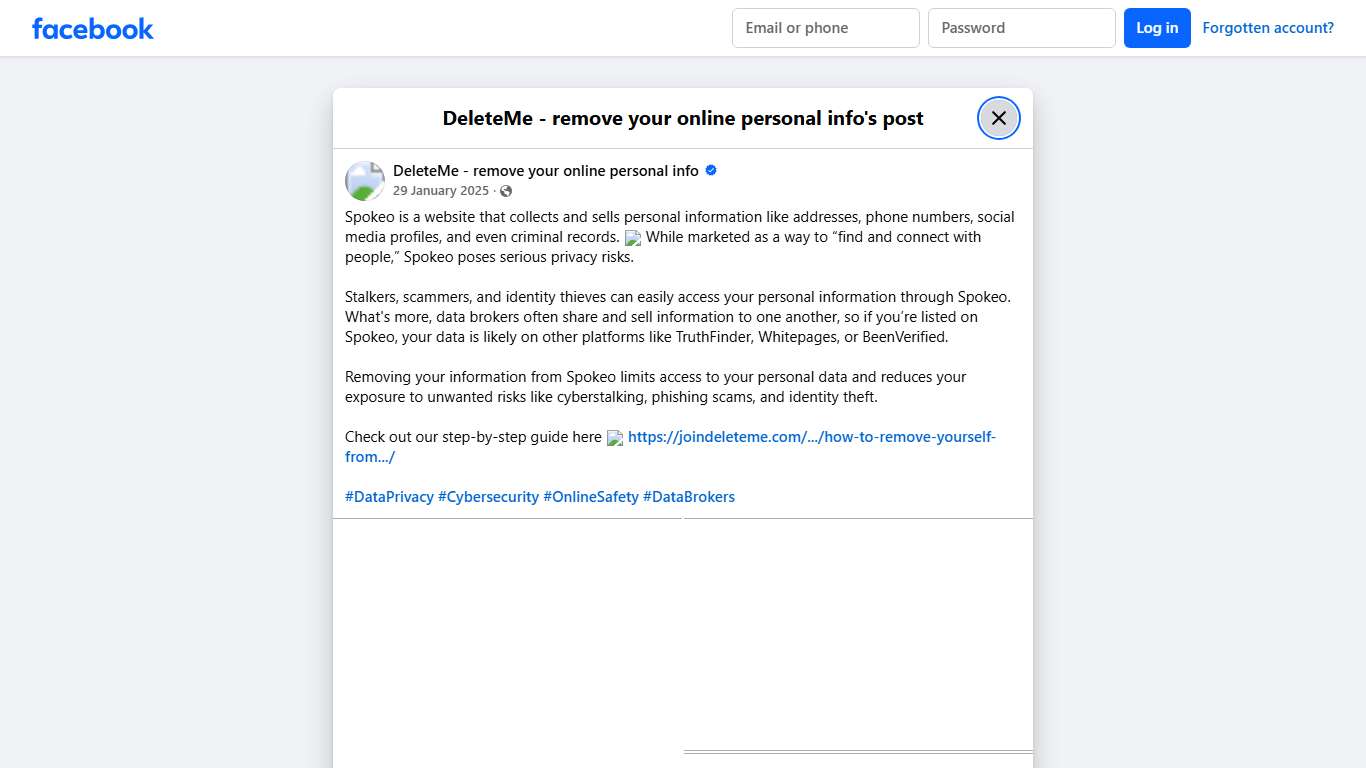 Spokeo is a... - DeleteMe - remove your online personal info Facebook